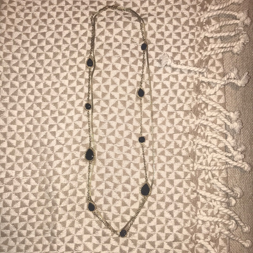 Ann Taylor Black Rhinestones long Necklace